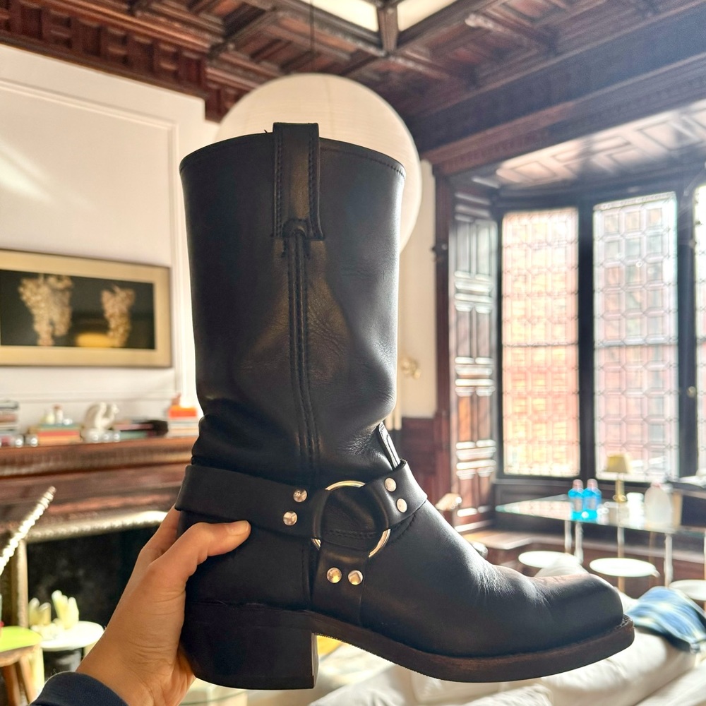 Frye Tall Leather Harness Biker Boots 8.5W
